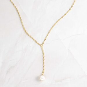 925 Silver Pearl Lariat Necklace