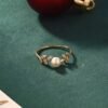 925 Silver Pearl Leaves Engagement Ring - Image 5