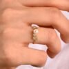 925 Silver Pearl Leaves Engagement Ring - Image 6