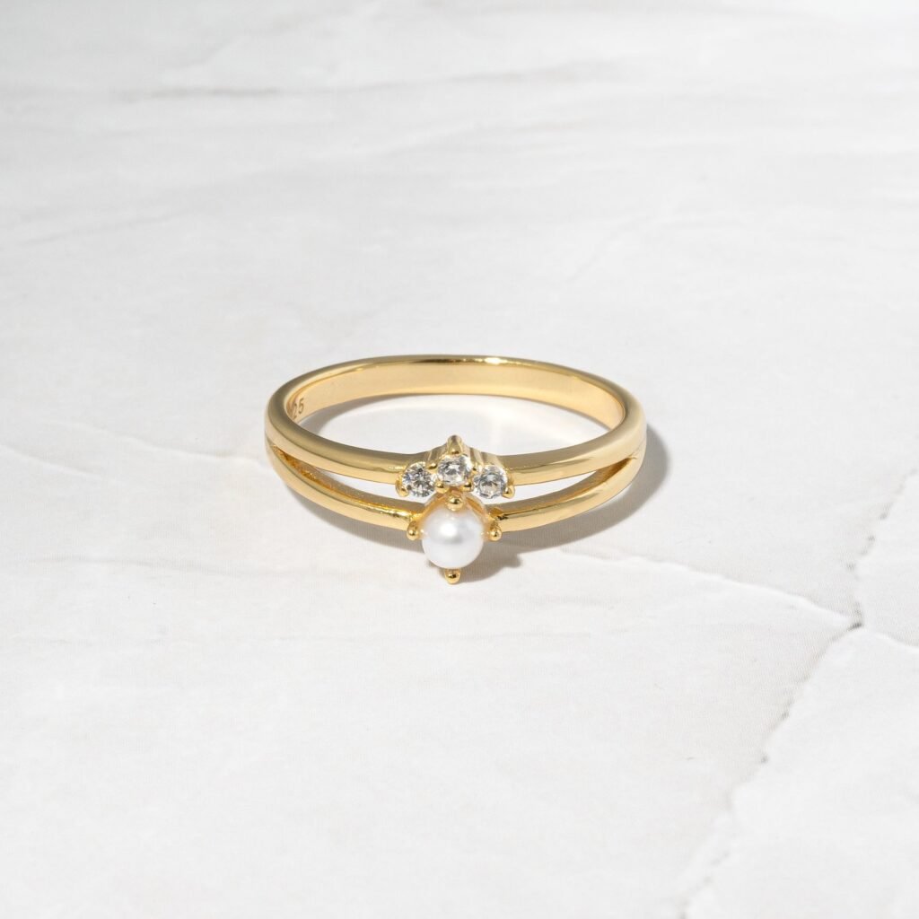 925 Silver Pearl Ring Set
