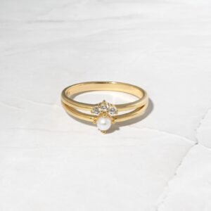 925 Silver Pearl Ring Set
