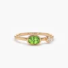 925 Silver Peridot and Diamond Ring with halo-style CZ accents