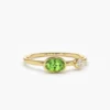 925 Silver Peridot and Diamond Ring featuring green peridot and sparkling CZ halo