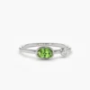 925 Silver Peridot and Diamond Ring in sterling silver with thick gold plating