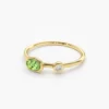 925 Silver Peridot and Diamond Ring with nickel-free hypoallergenic sterling silver