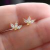 925 Silver Petal Studs Earrings with compact, eye-catching size