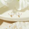 Gold-plated petal stud earrings with CZ sparkle