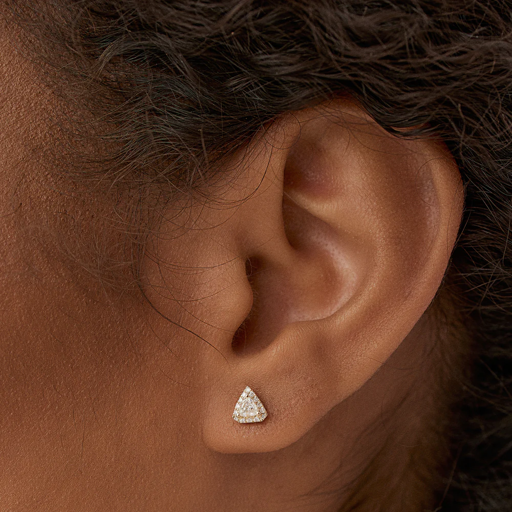925 Silver Petite Trillion Diamond Studs