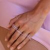 Pinky ring with pave-set cubic zirconia and gold plating