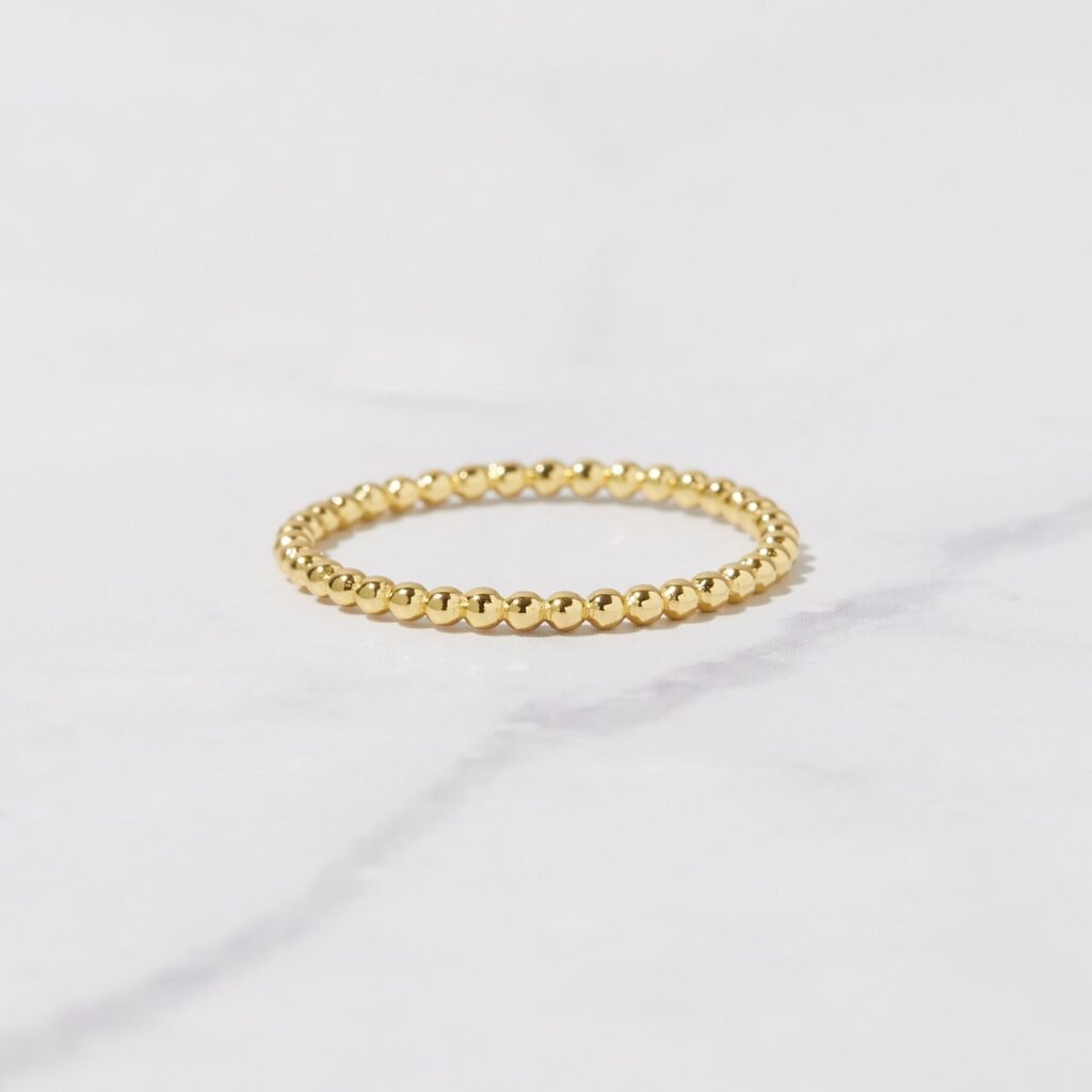 925 Silver Plain Beaded Ring