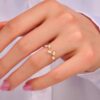 925 Silver premium diamond leaf ring with leaf-inspired design