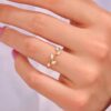 Leaf-inspired ring with Premium CZ Diamond stones and polished finish