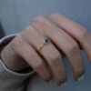 Princess sapphire ring in 925 sterling silver and gold plating