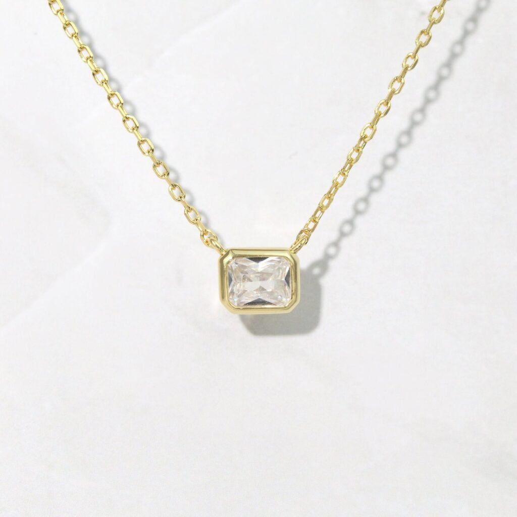 925 Silver Radiant Bezel Necklace