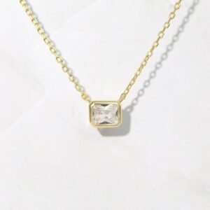 925 Silver Radiant Bezel Necklace
