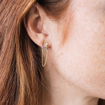 925 Silver Rainbow Chain Earrings
