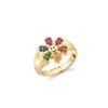 925 Silver Rainbow Daisy Happy Face Signet Ring