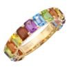 Colourful eternity band featuring closely set emerald-cut stones