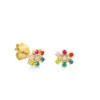 925 Silver Rainbow Marquise Eye Flower Stud