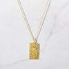 925 Silver Rectangle Rose Medallion Necklace with floral pendant