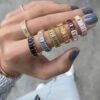 925 Silver Red Ombre Emerald Cut Eternity Ring - Image 2