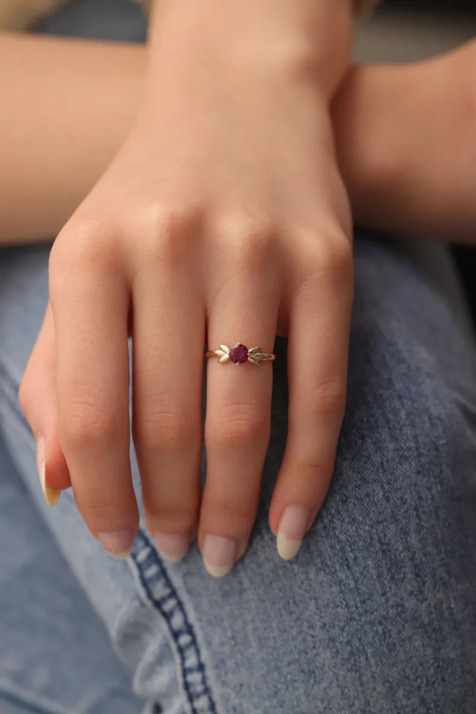 925 Silver Red Stone Ring