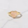 Rose quartz heart ring in 925 sterling silver with gold plating