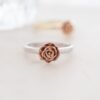 Rose ring in 925 sterling silver with gold plating