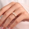 925 Silver round diamond engagement ring with slim gold-plated band