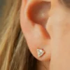 Round and baguette CZ diamond studs in thick gold-plated sterling silver