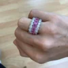 925 Silver round diamond eternity band with continuous stone setting