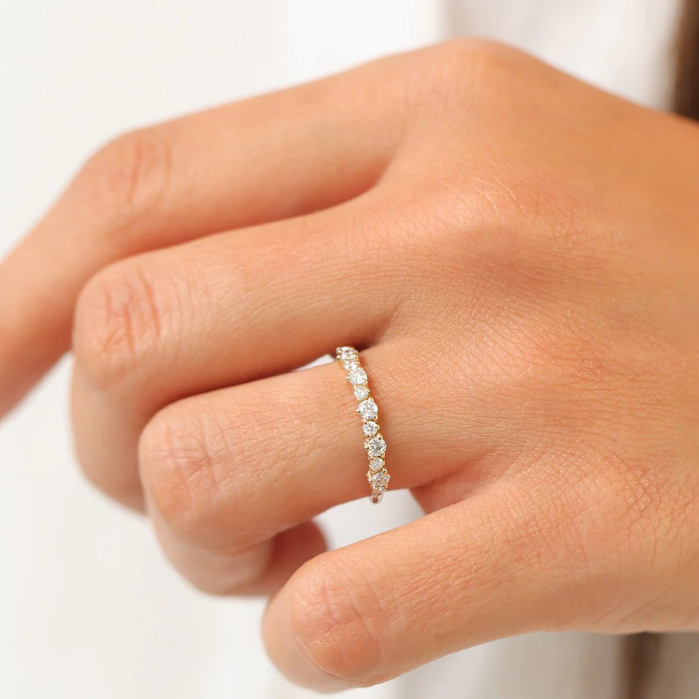 925 Silver Round Diamond Unique Wedding Ring