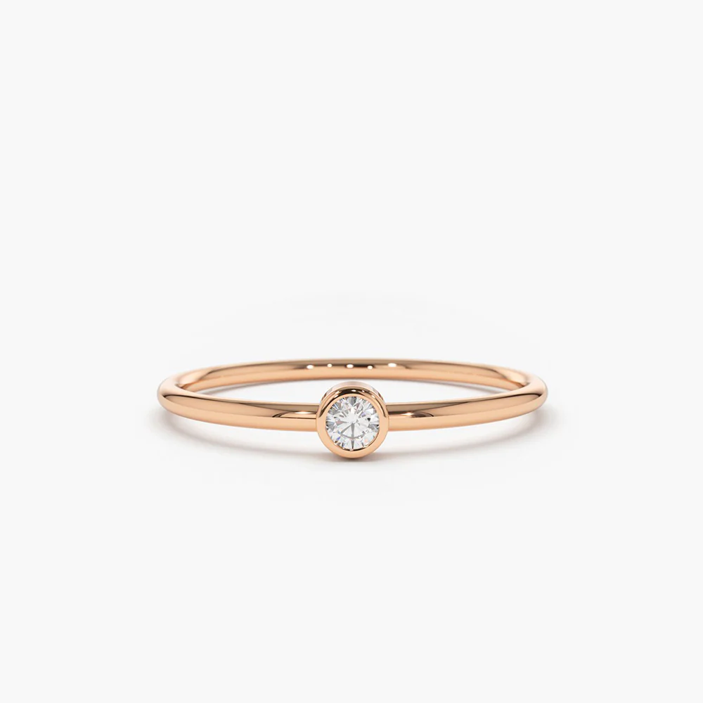 925 Silver Round Solitaire Diamond Ring