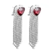 925 Silver Rubellite Hearts with Diamond Fringe Earrings - Image 3