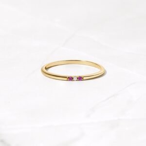 925 Silver Ruby 3 Stone Diamond Ring