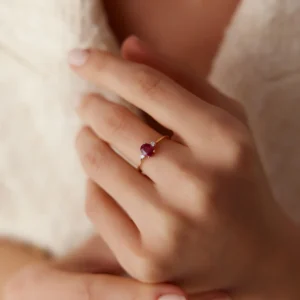 925 Silver Ruby and Diamond 3 Stone Ring