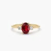 925 Silver Ruby and Diamond 3 Stone Ring - Image 3