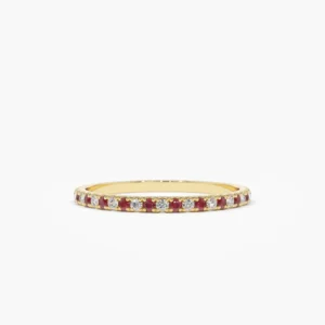 925 Silver Ruby and Diamond Alternating Eternity Ring