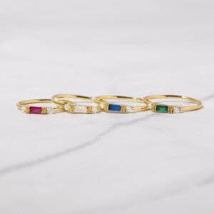 925 Silver Ruby Baguette Ring