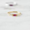Simple ruby baguette ring with refined everyday styling