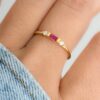 Hypoallergenic 925 Silver Ruby Baguette Ring with cubic zirconia