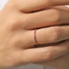 Eternity ring with premium CZ ruby stones in a continuous row