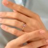 925 Silver Ruby Flower Petals Ring with floral petal design