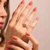 925 Silver Ruby Flower Petals Ring featuring a delicate bloom motif