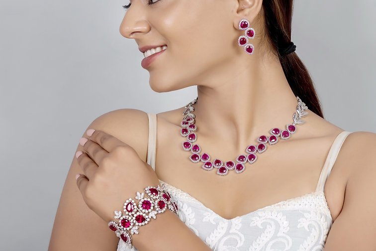 925 Silver Ruby Necklace