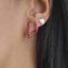 925 Silver ruby sparkler pin earrings with a slim profile