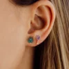 Gold-plated sterling silver wine glass stud with ruby CZ detail