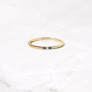 925 Silver Sapphire 3 Stone Diamond Ring
