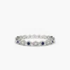 Art Deco wedding ring band with geometric sapphire details