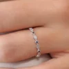 925 silver ring with pave CZ sapphire stones